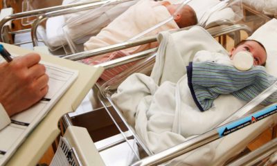 Photo of newborn babies in the nursery at a hospital in New York