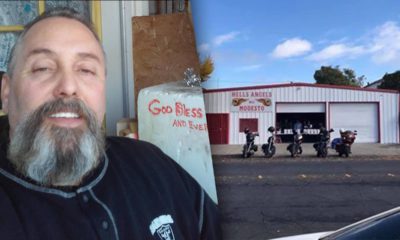 Composite of Modesto Hells Angels president Randy Picchi and the Modesto Hells Angels clubhouseu