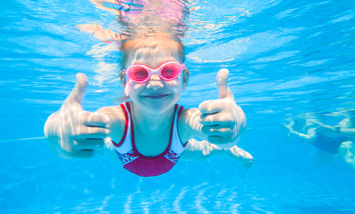 child swimming