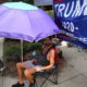 Photo of Ray Renaud, a Trump supporter, camping out for Trump's 2020 campaign kick-off rally