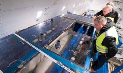 Photo of two beluga whales touching down at Keflavik Airport in Iceland