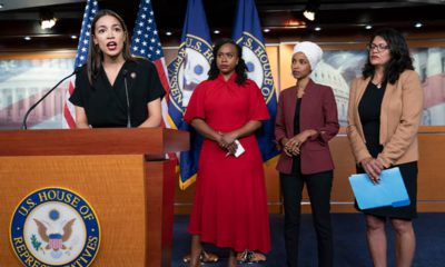 Photo of Rep. Alexandria Ocasio-Cortez, D-N.Y., Rep. Ayanna Pressley, D-Mass., Rep. Ilhan Omar, D-Minn., and Rep. Rashida Tlaib, D-Mich.