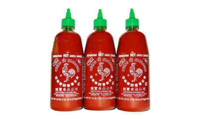 Photo of 3 bottles of Sriracha