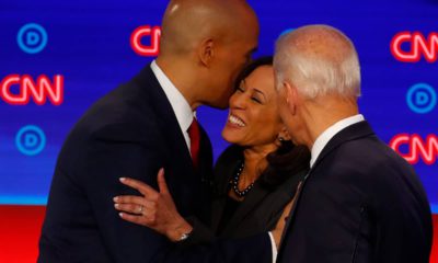 Photo of Cory Booker, Kamala Harris, and Joe Biden