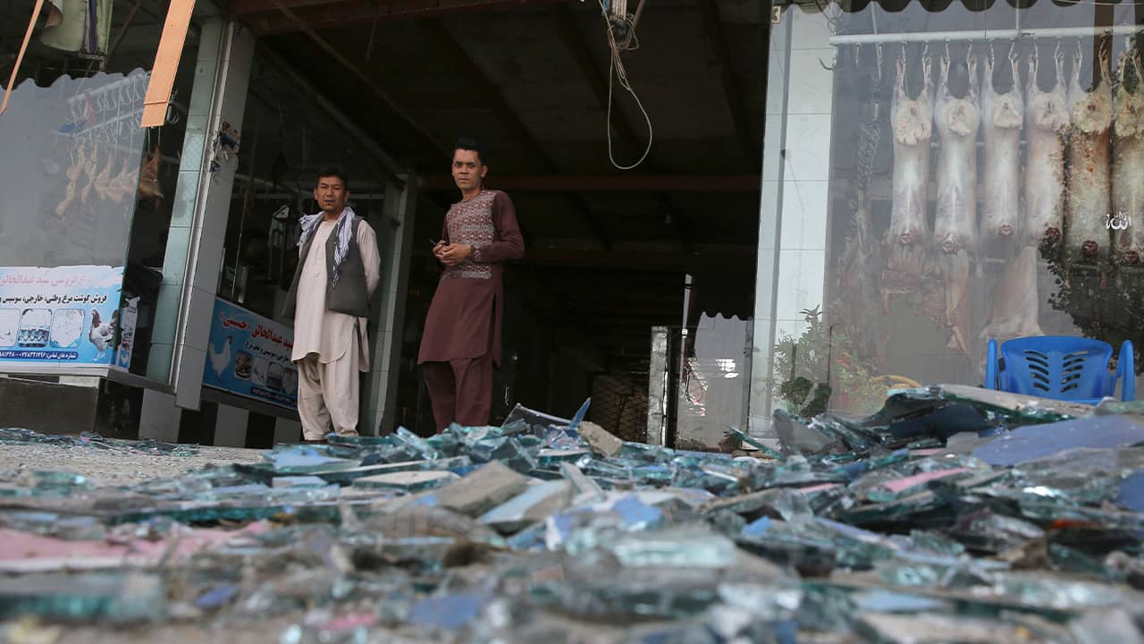 Photo of a damaged shop in Kabul