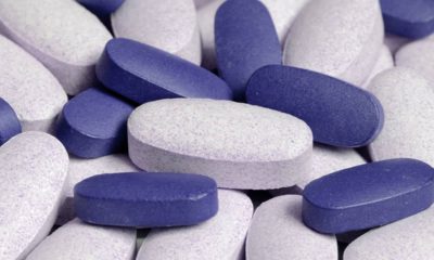 Photo of blue and white pills