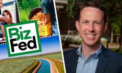 Composite image of the BizFed Central Valley logo and new executive director Clint Olivier