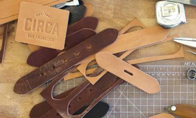 Photo of belt making supplies on a table