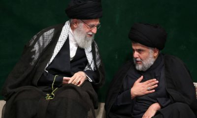 Photo of Supreme Leader Ayatollah Ali Khamenei and Iraqi Shiite cleric Muqtada al-Sadr