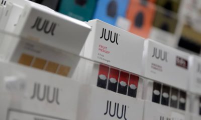 Photo of Juul products displayed at a smoke shop