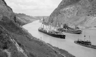 Photo of boats going through the Panama Canal