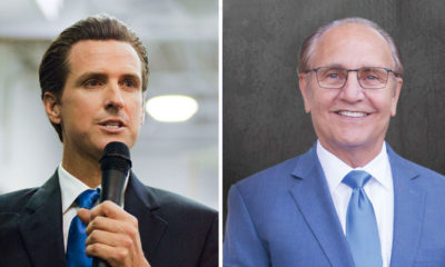 composite images of Gavin Newsom and Lee Brand