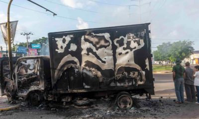 Photo of a burnt out truck in Mexico