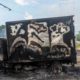 Photo of a burnt out truck in Mexico