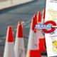 Composite image of a highway, safety cones, map, Measure C logo and Highway 180 sign symbolizing the Measure C transportation tax and