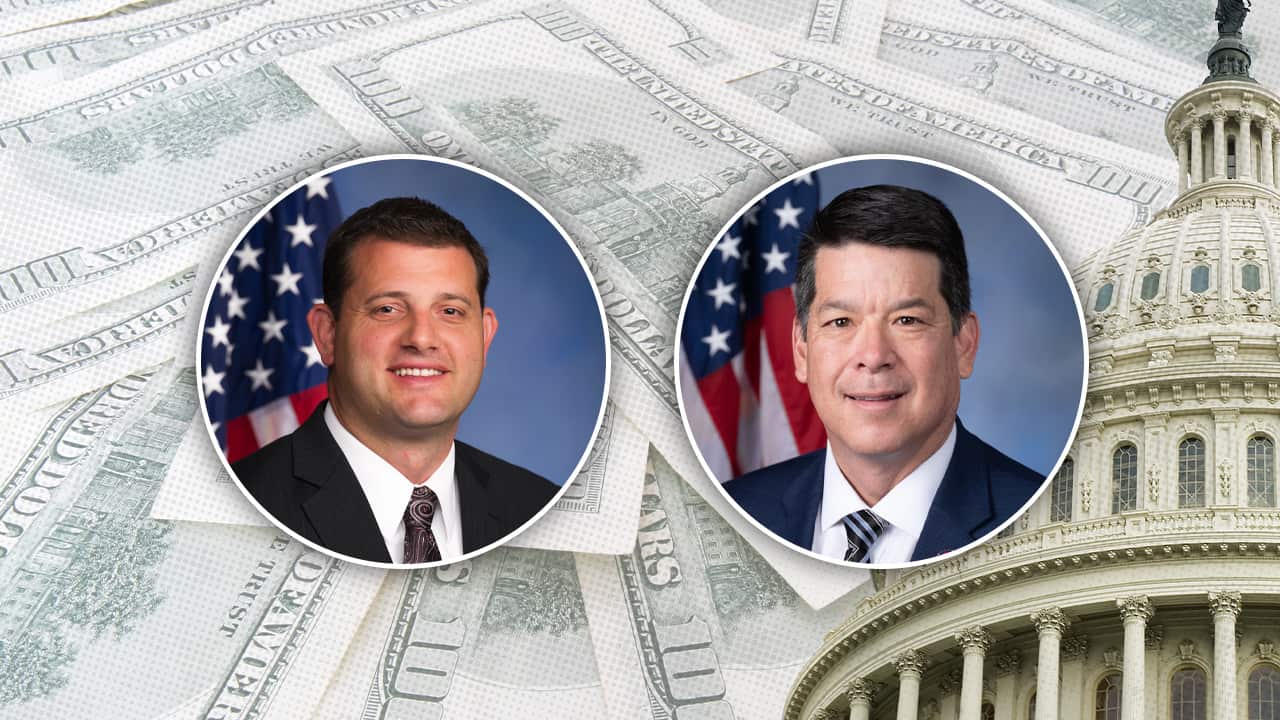 composite image of David Valadao, TJ Cox and the U.S. Capitol