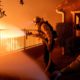Photo of LA County firefighters battle the Saddleridge fire