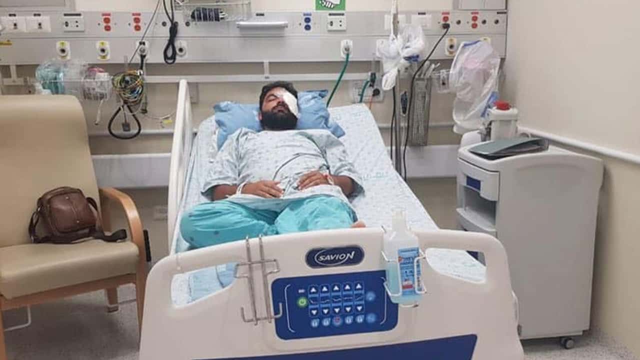 Photo of Muath Amarneh after getting shot in the eye