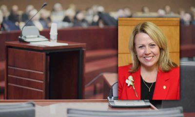 Composite photo of former DA Elizabeth Egan and a courtroom