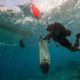 Photo of an archeologist in an underwater excavation