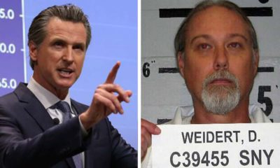 Composite image of Gov. Gavin Newsom and convicted murderer David Weidert