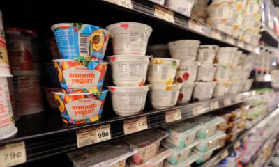 Photo of yogurt on shelves