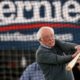 Photo of Sen. Bernie Sanders hitting a baseball