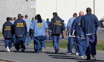 Photo of CDCR prisoners walking through the yard