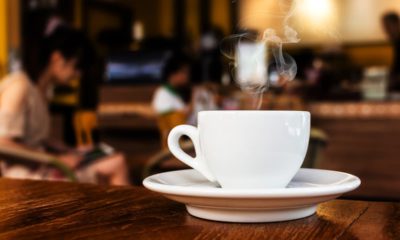 photo of a cup of coffee in a coffee shop