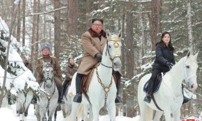 Photo of Kim Jong Un riding on a white horse