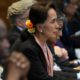 Photo of Myanmar's leader Aung San Suu Kyi and Gambia's Justice Minister Aboubacarr Tambadou