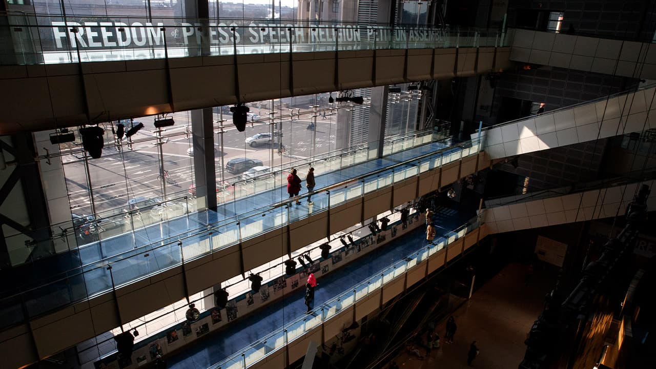 Photo of people visiting the Newseum in Washington