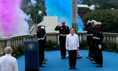 Photo of a ceremony marking 20 years since the Panama Canal was turned over from the U.S.