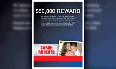 Composite of a murder victim with her child and $50,000 reward headline