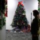 Photo of a Christmas tree in the NORAD Tracks Santa Center at Peterson Air Force Base