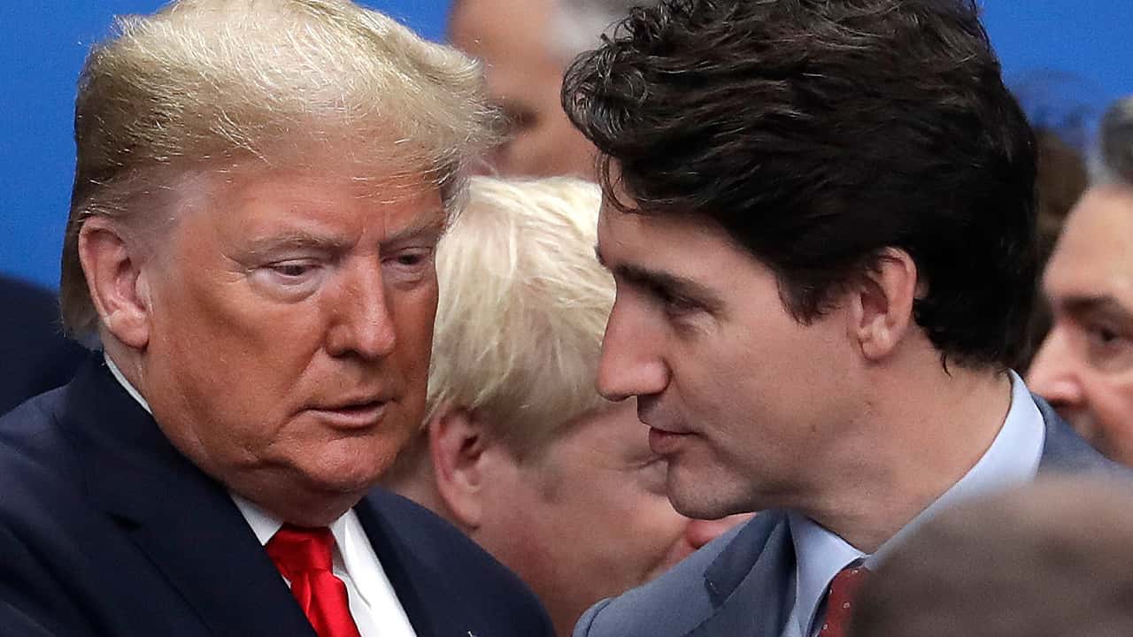 Photo of President Donald Trump, left, and Canadian Prime Minister Justin Trudeau