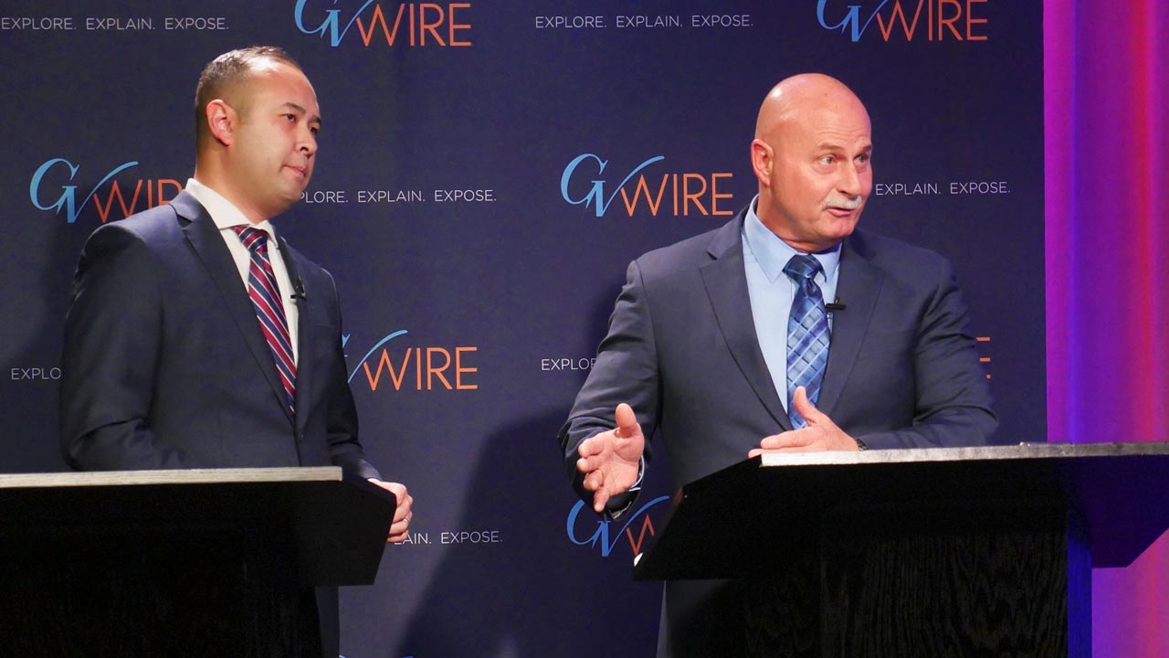 Photo of Fresno mayoral candidates Andrew Janz and Jerry Dyer