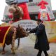 Photo of a farmer parading with a bill in South Korea