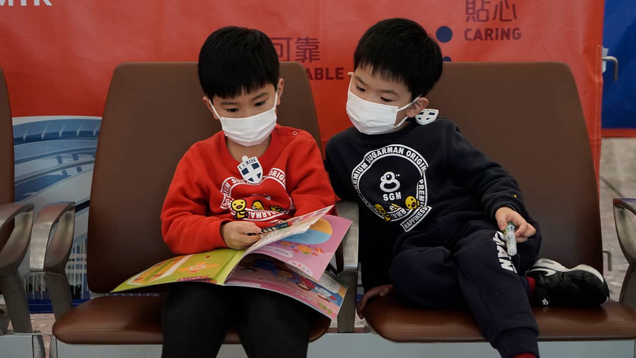 Photo of kids wearing masks to prevent an outbreak of a new virus in China