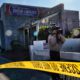 Photo of crime scene tape around the grounds of the Kingdom of Jesus Christ Church in the Van Nuys section of Los Angeles