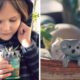 Photo of a young boy with his clay koala creations