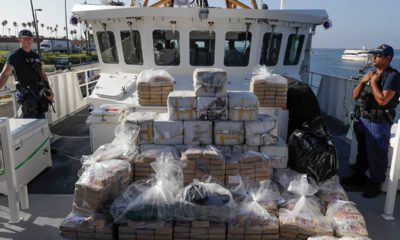 Photo of members of the Coast Guard and seized cocaine in Los Angeles