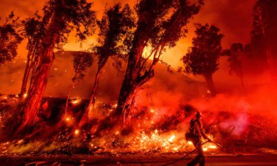 Photo of wildfire flames in Santa Paula, Calif.