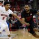 Photo of Fresno State's Jarred Hyder and San Diego State's KJ Feagin in game action
