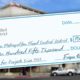 Montage of Fresno Unified building and a check from the district for $750,000 to pay for past due flood control fees