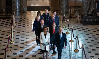 Photo of members of Congress delivering the articles on impeachment