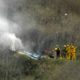 Photo of the scene of a helicopter crash where former NBA star Kobe Bryant died