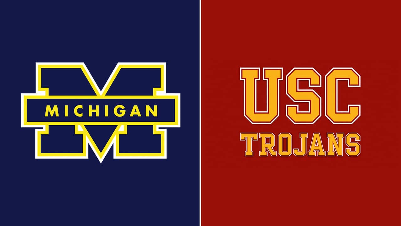 The Michigan and USC football logos side by side