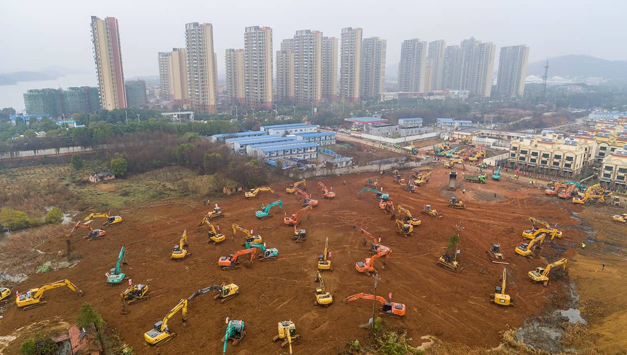 Photo of heavy equipment working at a site in Wuhan