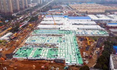 Photo of the Huoshenshan temporary field hospital under construction